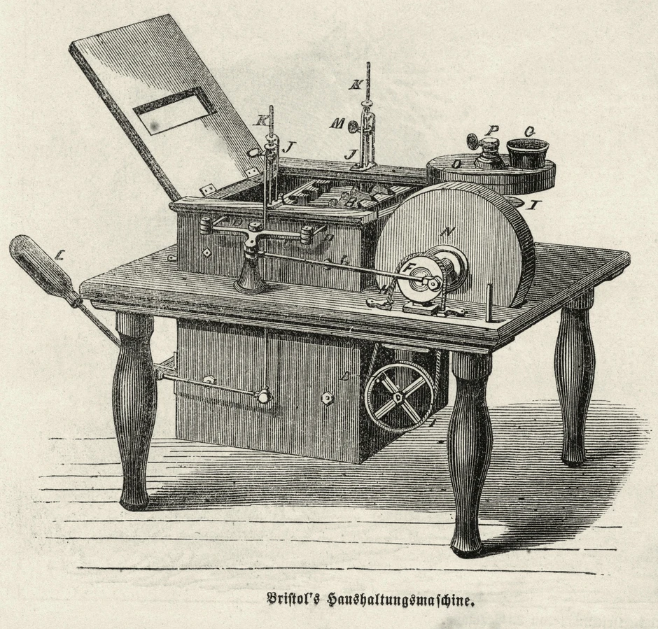 Njen izum, osmišljen u šupi u dvorištu, sastojao se od drvenog točka i bakarnog kazana unutar koga je bilo nekoliko metalnih mreža u koje su se stavljali sudovi