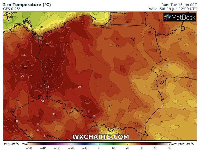 Upał nie odpuści również w weekend - prognoza temperatury na sobotę, godz. 14:00