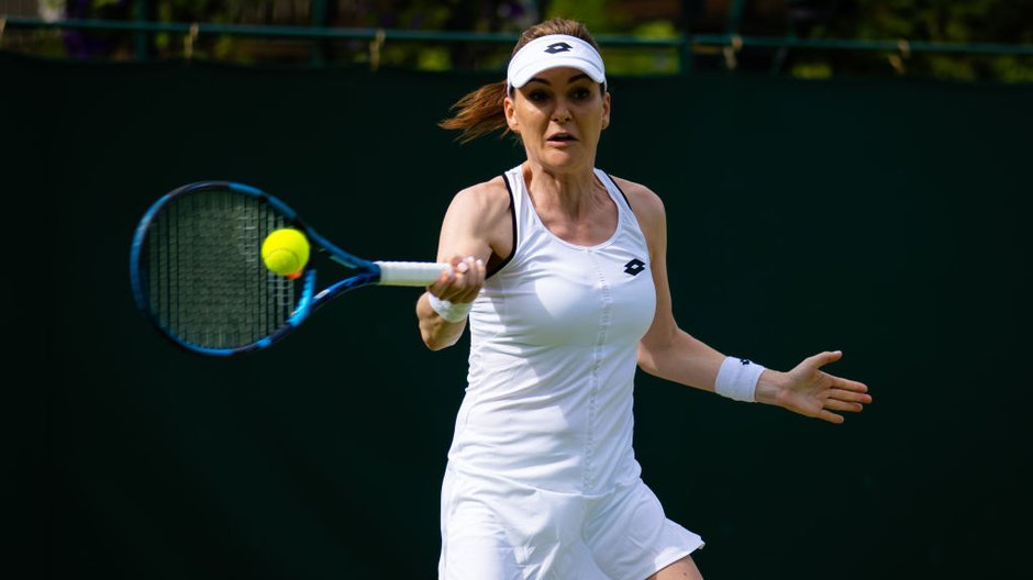 Agnieszka Radwańska podczas meczu legend na Wimbledonie