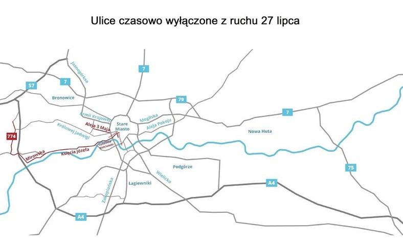 Ulicze czasowo wyłaczone z ruchu - 27 lipca