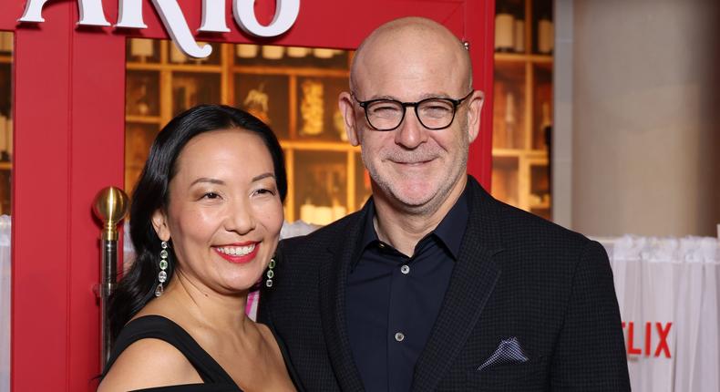 Netflix CMO Marian Lee and head of UCAN scripted series Peter Friedlander attend the world premiere of Emily In Paris season three.Pascal Le Segretain/Getty Images