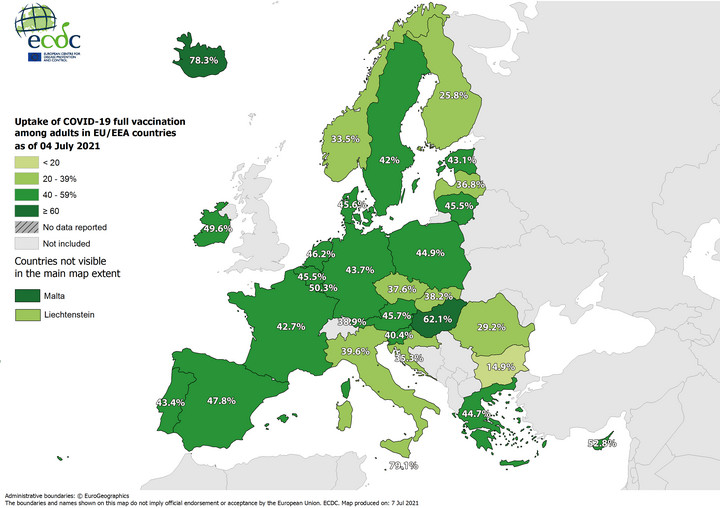 Mapa szczepień w Europie