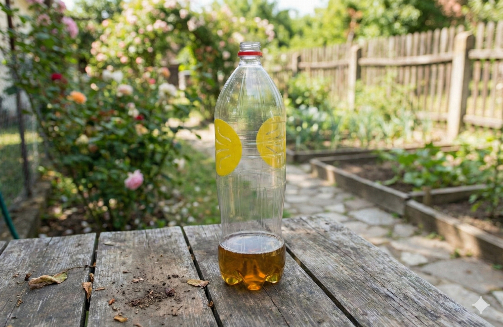 Jednoduchá pasca z plastovej fľaše pomáha obmedziť výskyt ôs v záhrade.