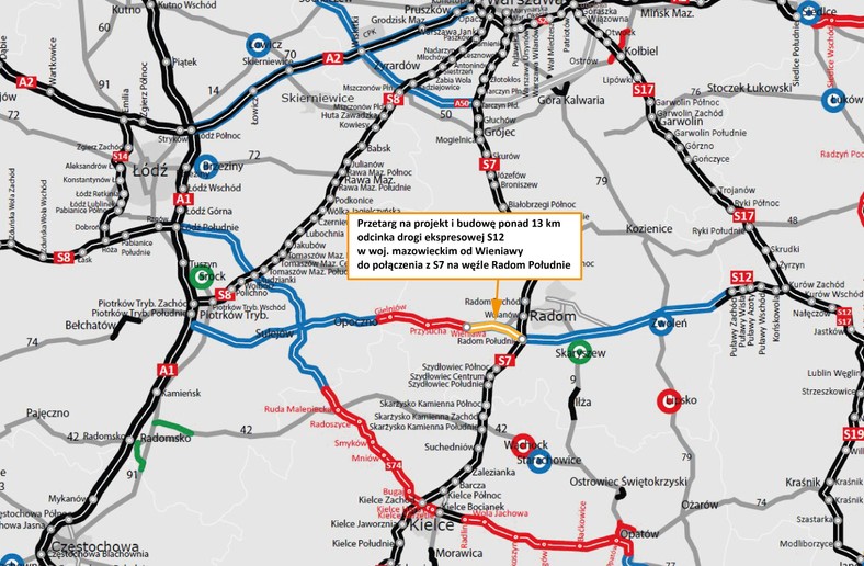 S12 Wieniawa - Radom Południe - lokalizacja inwestycji