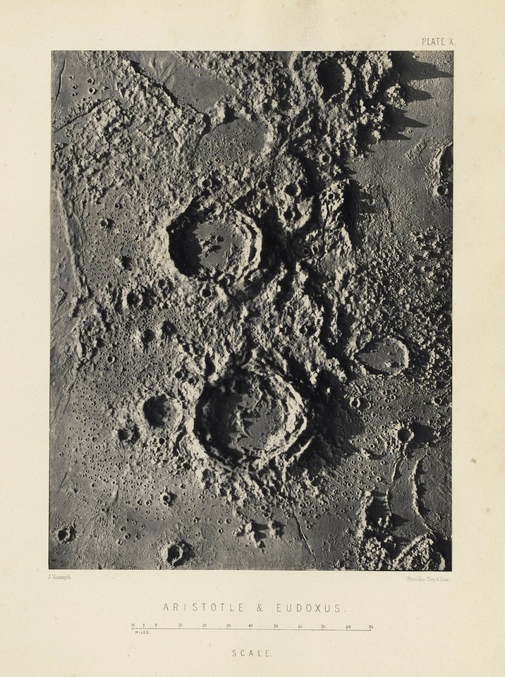 Zdjęcie księżycowych kraterów Jamesa Nasmytha