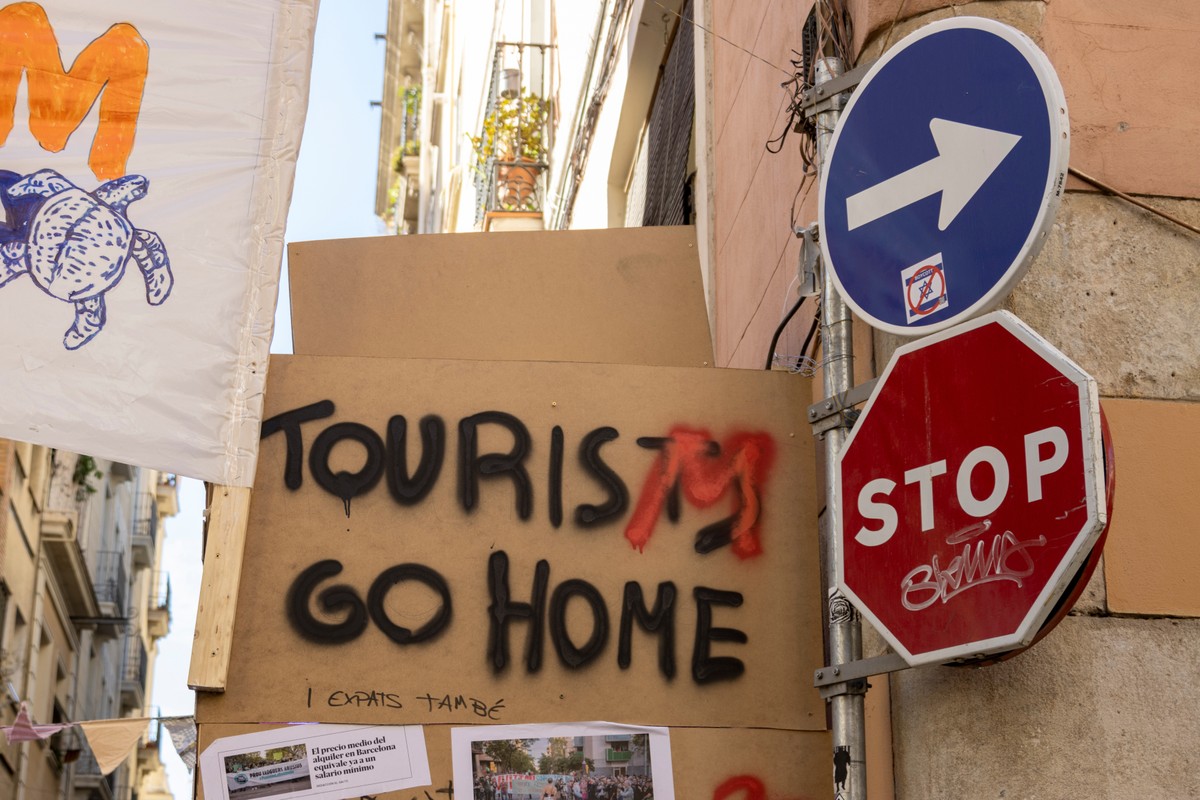 Barcelona, Hiszpania. Protest "Turyści - do domu!"