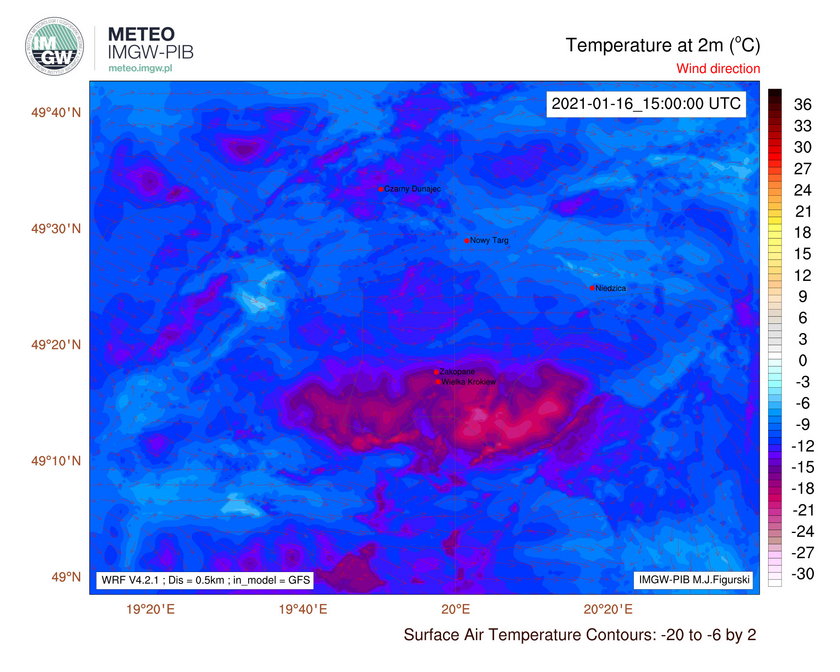 Temperatura w Zakopanem