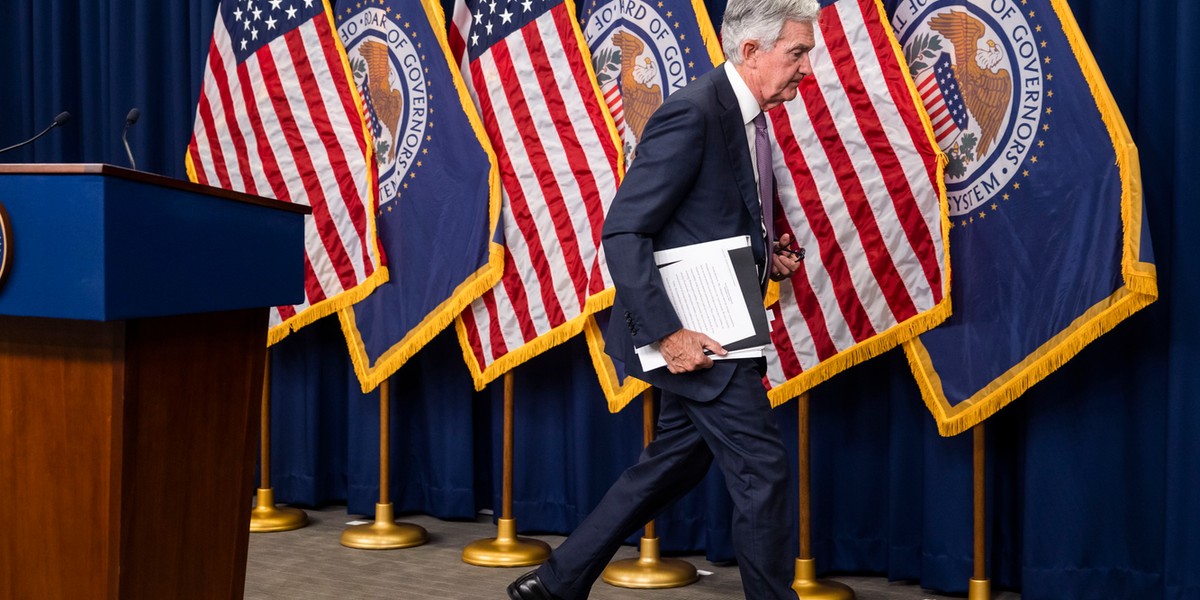 Szef Fed Jerome Powell podczas konferencji prasowej w środę.