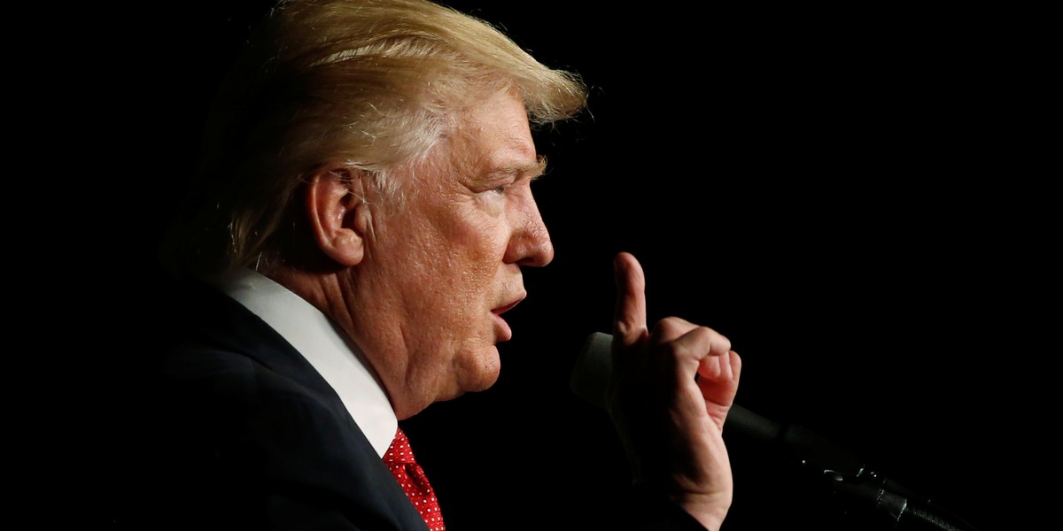 Donald Trump holding a campaign rally in Fort Myers, Florida, on Monday.