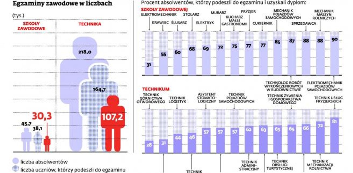 Egzaminy zawodowe w liczbach