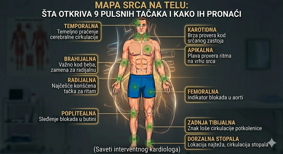 Svaka pulsna tačka ima specifičnu dijagnostičku vrednost i može ukazati na određene probleme sa srcem i krvnim sudovima