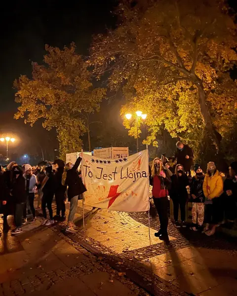 Protestujący w Olecku