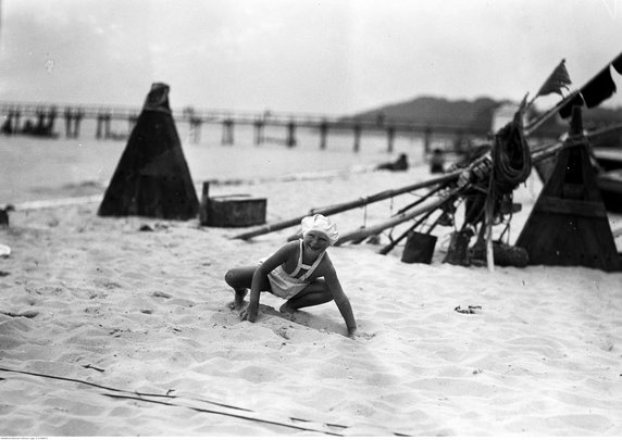 Plaża w Gdyni Orłowo, sierpień 1932 roku