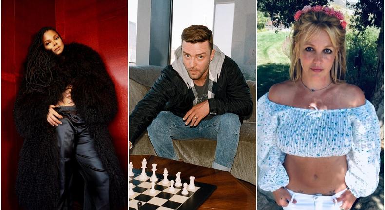 American singers Janet Jackson, Justin Timberlake and Britney Spears [Instagram/JanetJackson] [Instagram/JustinTimberlake] [Instagram/BritneySpears]