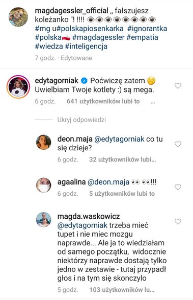 Edyta Górniak na Instagramie Magdy Gessler