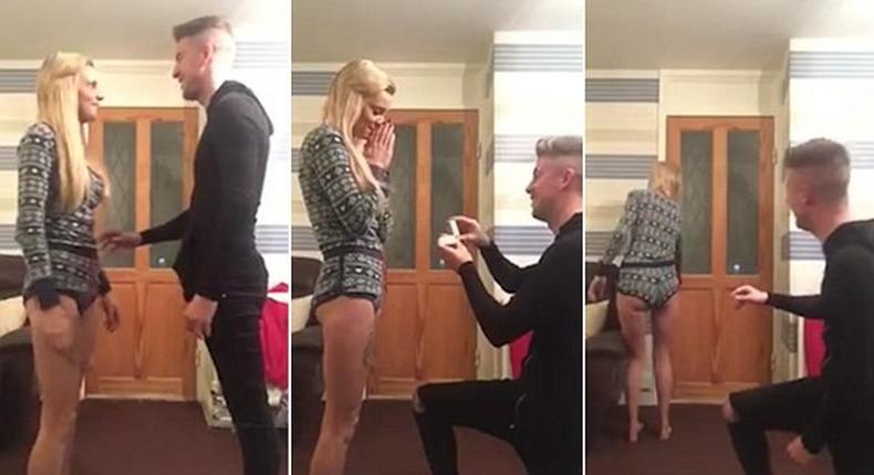 Brad Holmes and Jenny Davies in Valentine proposal prank 