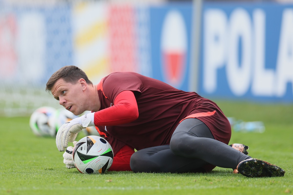 Bramkarz reprezentacji Polski Wojciech Szczęsny podczas treningu kadry w Dortmundzie