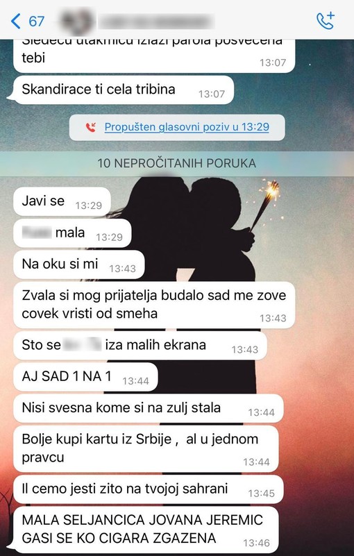 Poruke koje je Jovana Jeremić dobila