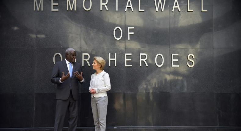 European Commission President Ursula von der Leyen (R) met with African Union Commission Chairman Moussa Faki Mahamat in the Ethiopian capital