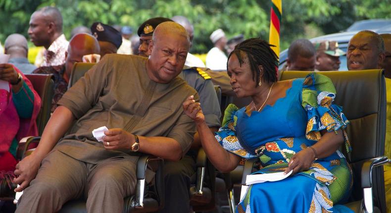 Former president John Mahama with former Education Minister Prof. Jane Naana Opoku Agyemang (File photo)