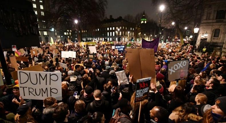 A crowd in London chanted Shame on you Theresa May