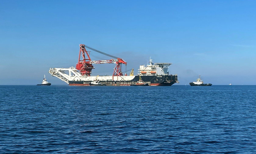 FILE PHOTO: The pipe-laying vessel Fortuna makes its way to Wismar