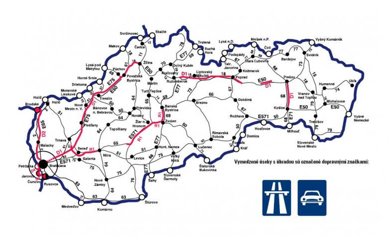 Mapa płatnych odcinków dróg