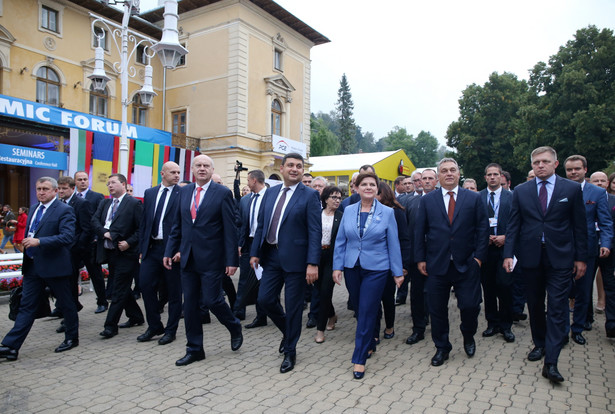 Spotkanie premier Beaty Szydło z szefami rządów państw V4 i premier Ukrainy Wołodymyr Hrojsman na Forum Ekonomicznym w Krynicy.