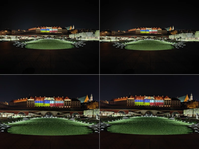 Pary zdjęć nocnych (szeroki kąt na górze, moduł standardowy na dole), ukazujące działanie trybu Ultra Night (po lewej) oraz wykonane w standardowym trybie Zdjęcie (po prawej). Kliknij, aby powiększyć  
