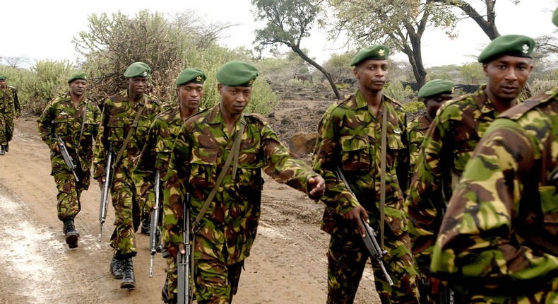 Kenyan soilders marching