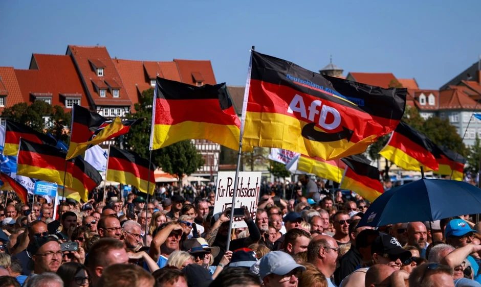 Pristalice AfD-a na skupu u Tiringiji 31. avgusta 2024.