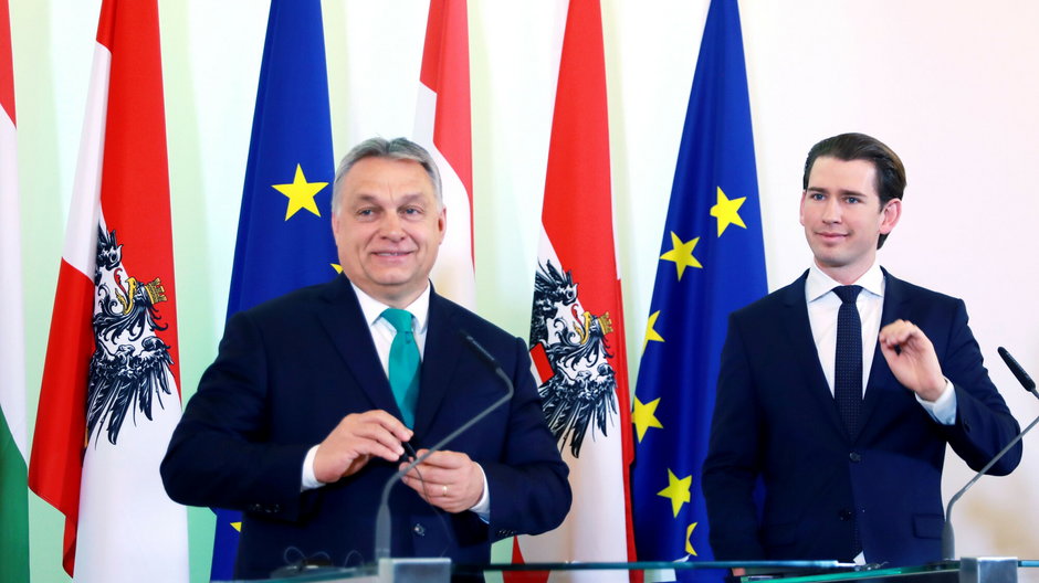 Były kanclerz Austrii Sebastian Kurz i premier Węgier Viktor Orban, 30 stycznia 2018 r.