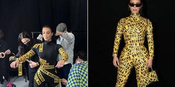 Kim Kardashian Covers Herself in Yellow Caution Tape for Balenciaga