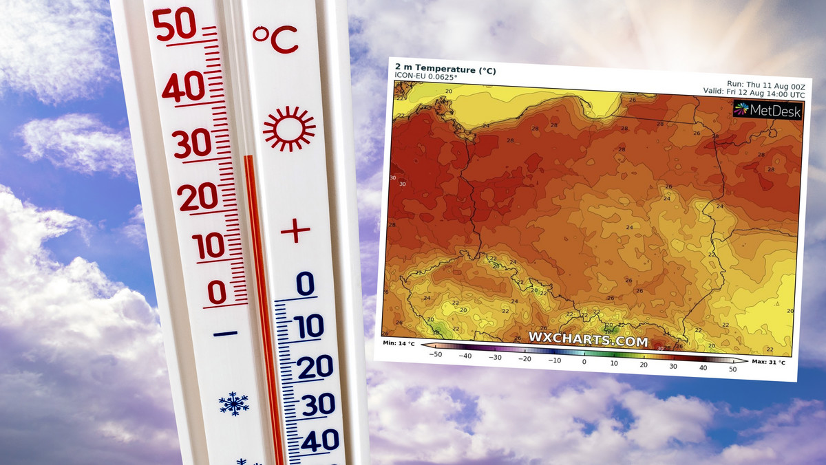 Pogoda na piątek, 12 sierpnia. Nawet 30 st. C, ale też sporo deszczu i burz