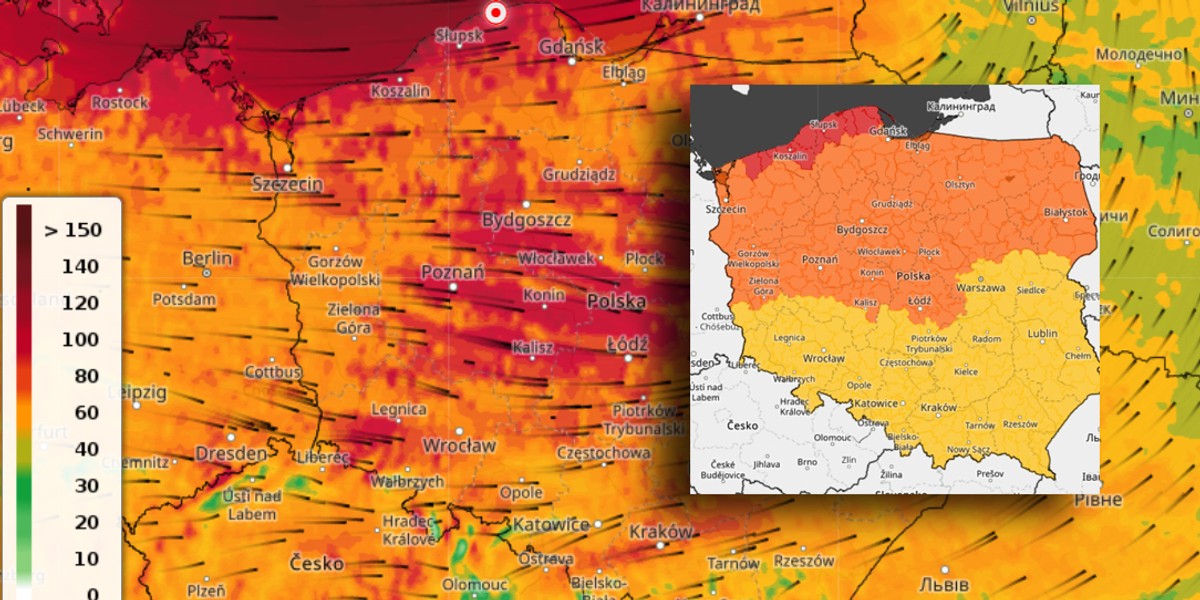 IMGW wydał ostrzeżenia przed silnym wiatrem – 1, 2 i 3 stopnia. Ok. północy z dzisiaj na jutro (17/18 lutego) na północy kraju przewidywane porywy huraganowe.