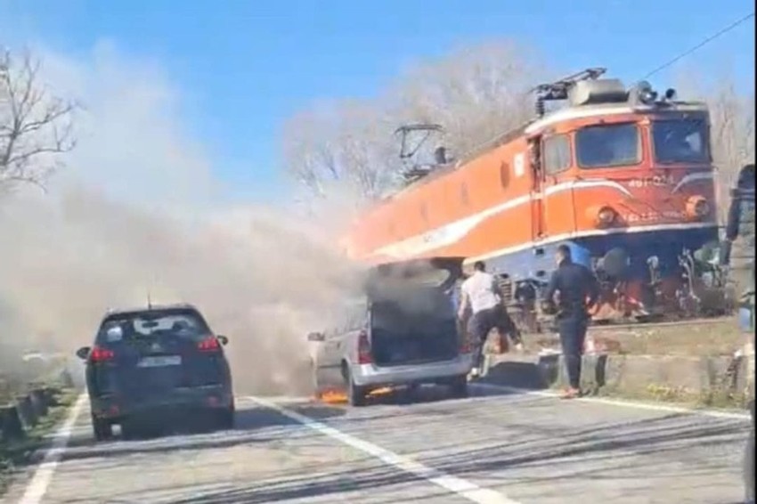 Trenutak gašenja požara od strane mašinovođa iz Crne Gore