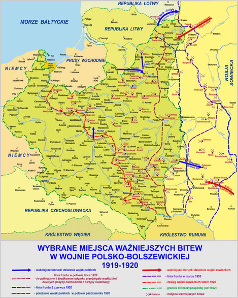 Wybrane miejsca ważniejszych bitew w wojnie polsko-bolszewickiej 1919-1920