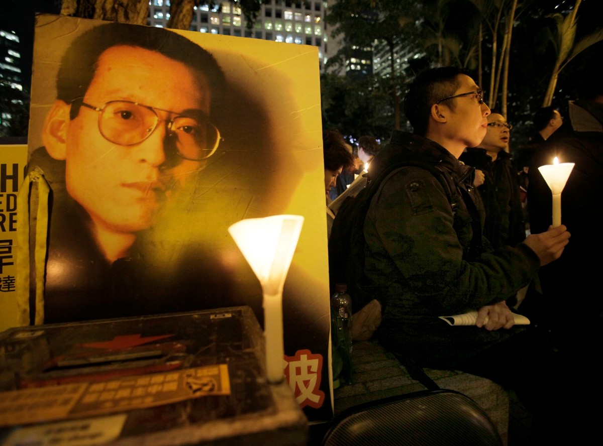 Demonstracja poparcia dla Liu Xiaobo w Hongkongu.