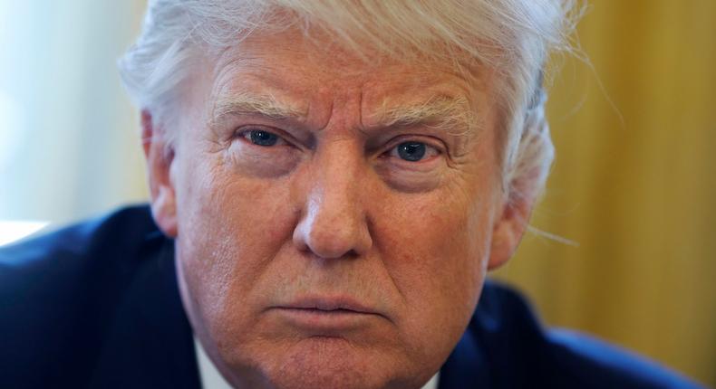 U.S. President Donald Trump sits for an interview with Reuters in the Oval Office at the White House in Washington, U.S., February 23, 2017.