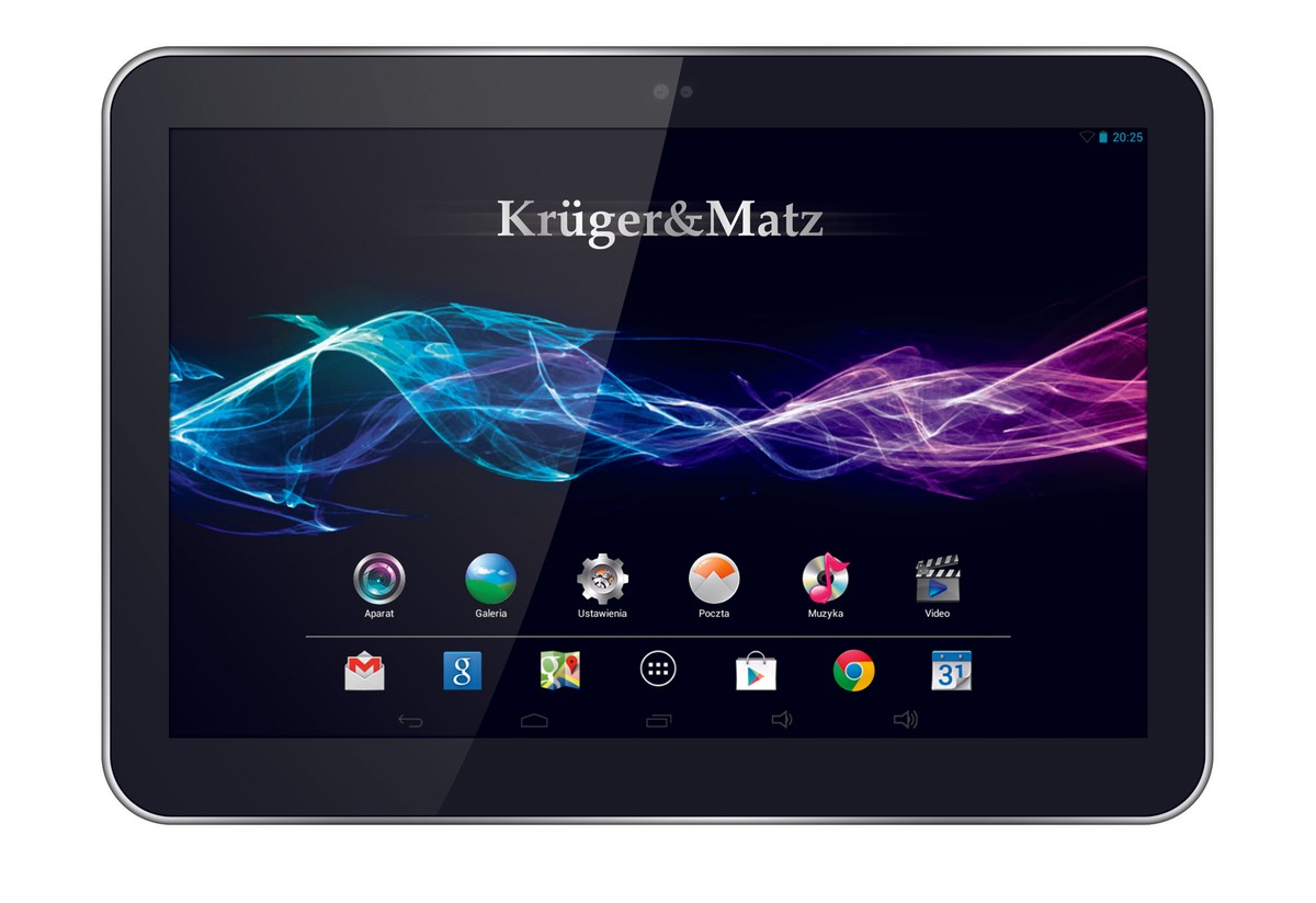 Kruger & Matz KM1060G Propozycja dla osób, które dysponują nieco mniejszym budżetem, a jednocześnie szukają solidnego i wydajnego tabletu z modemem 3G. Kruger & Matz KM1060G został wyposażony w dwurdzeniowy procesor Rockchip RK3066 oraz ekran o rozdzielczości 1280x800 pikseli. Na uwagę zasługuje również elegancki wygląd urządzenia, który zazwyczaj charakteryzuje zdecydowanie droższe tablety. Ekran: 10,1" 1280x800 RAM: 1GB Procesor: Rockchip RK3066 Dual Core 1.6 GHz Pamięć: 8GB Komunikacja: Bluetooth, WLAN, 3G System: Android 4.2.2. Cena: od 799 zł