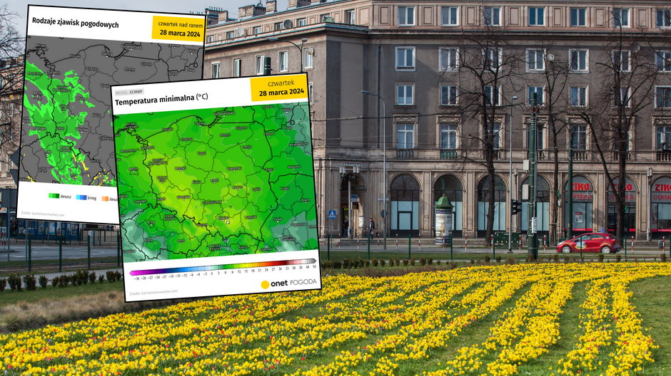 Środa wyjątkowo ciepła, ale do Polski zbliży się deszczowy front (mapy: kachelmannwetter.de)