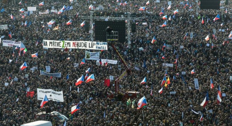 The mass protest comes of the eve of the 30th anniversary of the Velvet Revolution