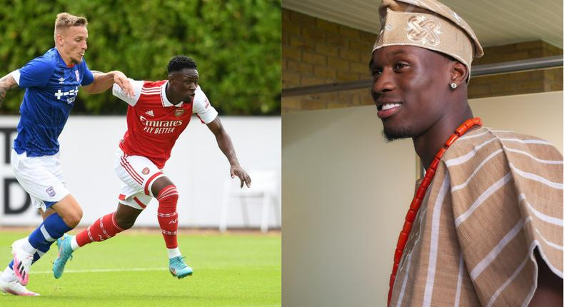 Folarin Balogun celebrates birthday with Nigerian attire after goal for Arsenal