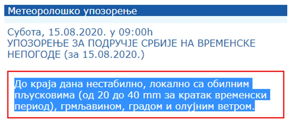 Do kraja dana nestabilno