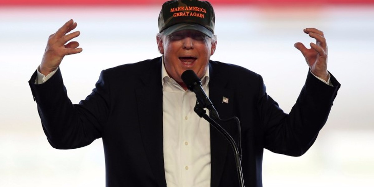 Republican U.S. presidential candidate Donald Trump speaks at a rally in Pittsburgh