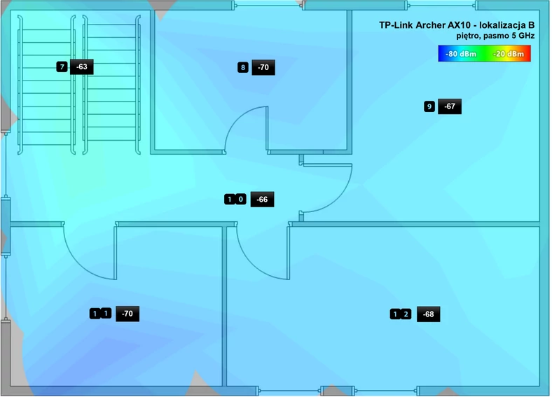 PIętro- rozkład sygnału sieci 5 GHz