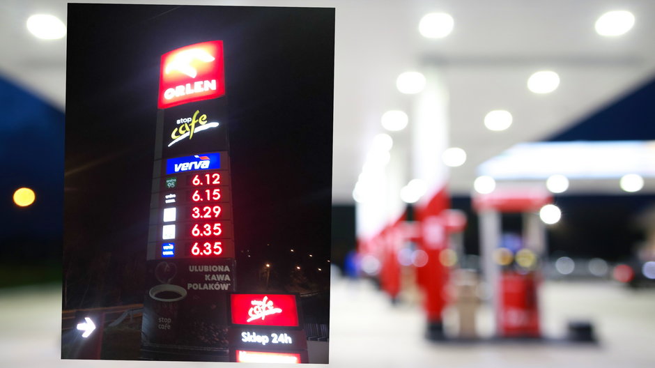 Stacja benzynowa Orlenu w Bukowinie Tatrzańskiej. Benzyna 95 po 6,12 zł za litr (07.11.2021)
