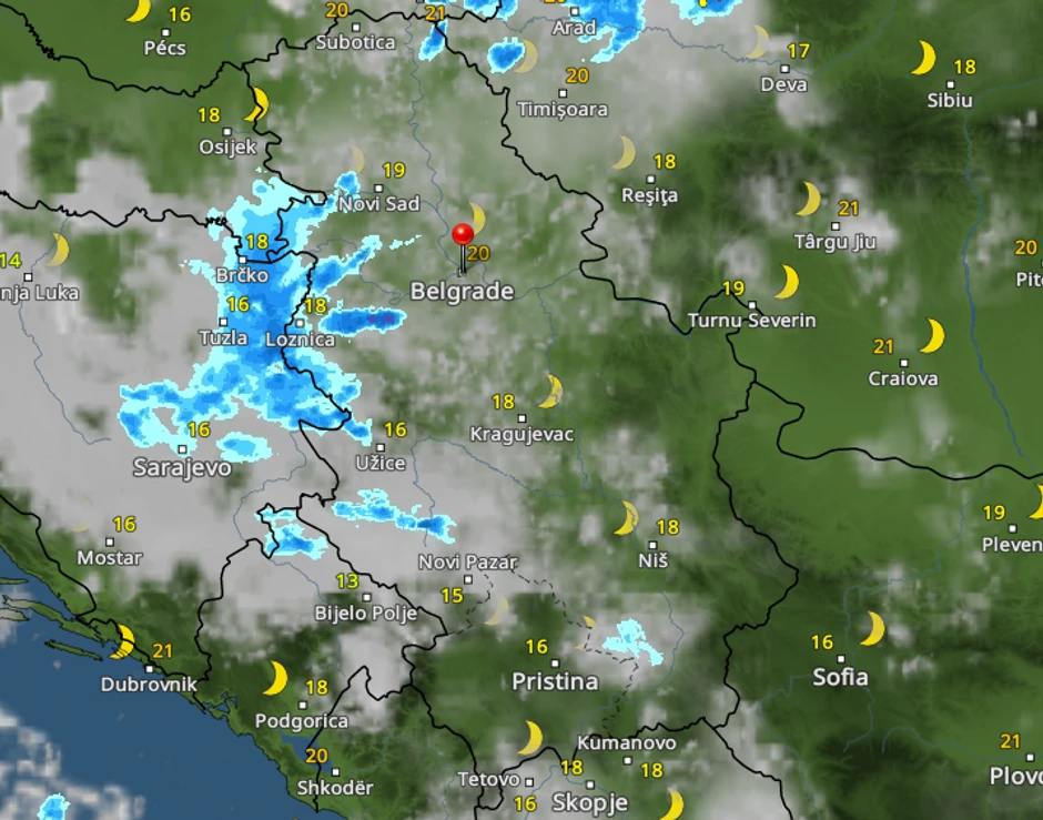 Kretanje nevremena u 3 časa