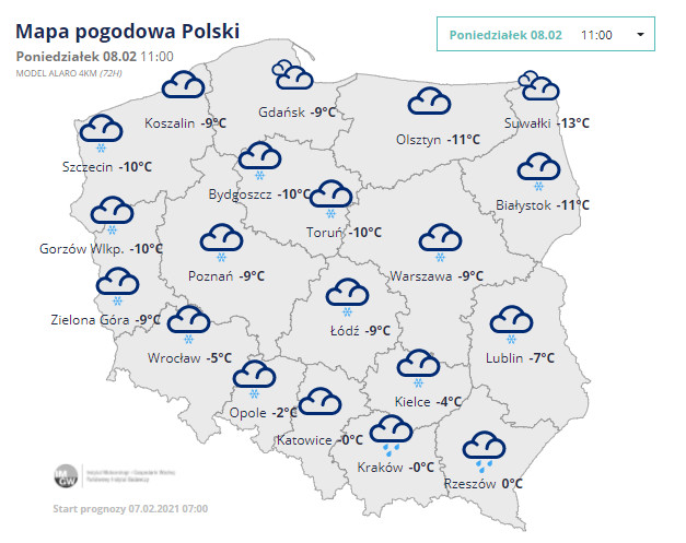 Pogoda w poniedziałek, 8 lutego 2020 r.