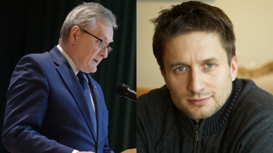 Minister kultury Piotr Gliński (fot. PAP/Marcin Obara) i nowy naczelny podlegającego mu "Dialogu" Antoni Winch